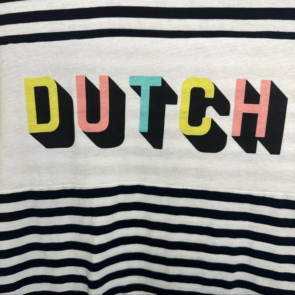 Dutch Bros MEDIUM Striped Pink + Blue + Yellow Classic Tee VINTAGE DB 1992 - Picture 3 of 4